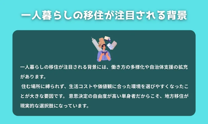 一人暮らしの移住が注目される背景