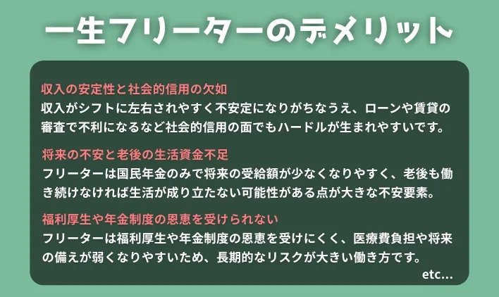 一生フリーターのデメリット