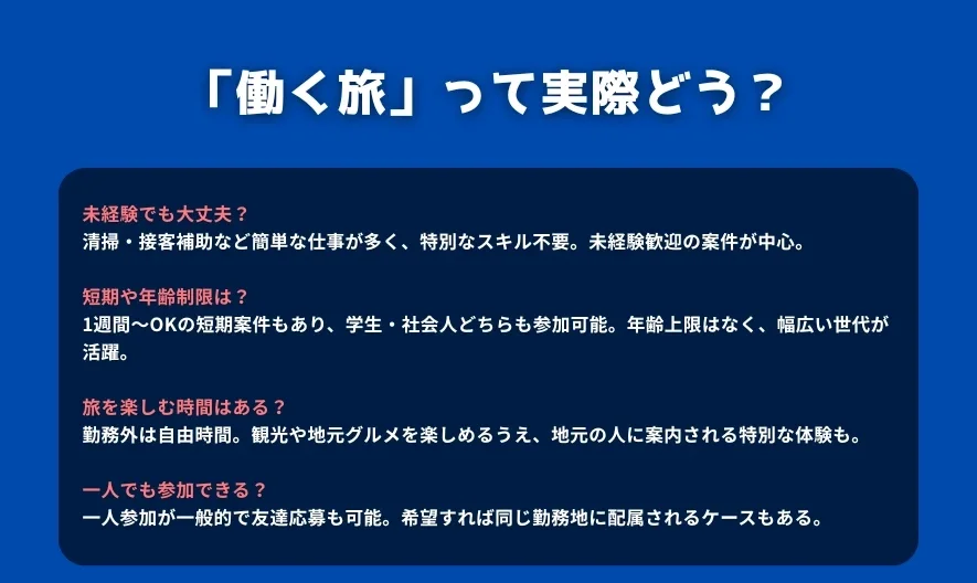 「働く旅」って実際どう？──体験者が語るリアルな声