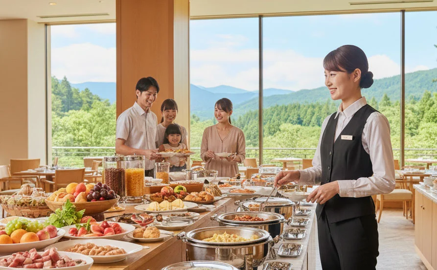 ＼ファミリーに人気の高原リゾートホテル／髪色自由×友達と応募OK！【Wi-Fi付き個室寮が嬉しいポイント】